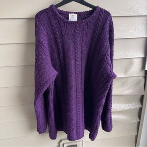 Vintage Bonner of Ireland Wool Cable Knit Pullover Sweater Womens size XL Purple